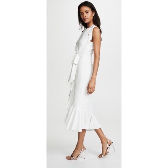 Cinq a Sept Nanon Crepe Ruffle Dress in Ivory - Picture 7 of 13